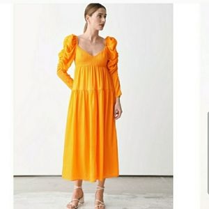 & Other Stories Orange Midi Dress